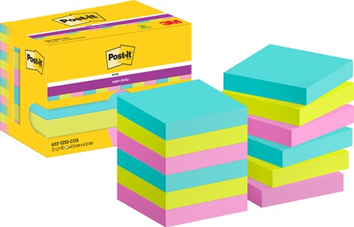 Post-it memoblokje 47.6x47.6mm  622 Super Sticky Cosmic pk/12