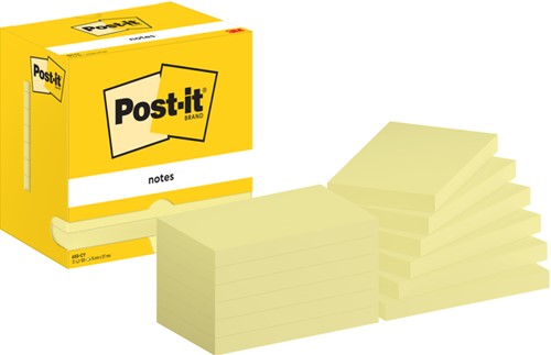 Post-it memoblokje  76x127mm 655 geel pk/12