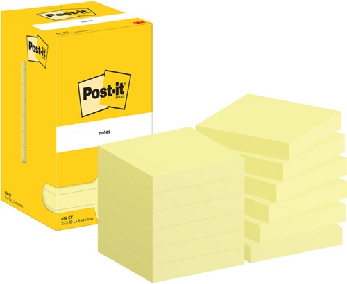 Post-it memoblokje  76x 76mm 654-CY geel pk/12