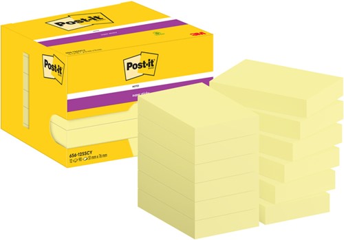 Post-it memoblokje  47.6x 76mm 656 Super Sticky geel pk/12