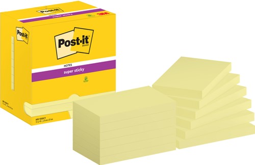 Post-it memoblokje  76x127mm 655 Super Sticky geel pk/12