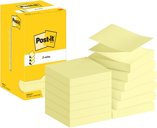 Post-it memoblokje  76x 76mm Z-Note R330 geel pk/12