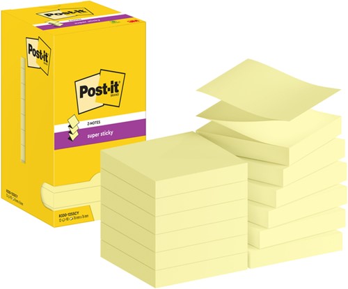 Post-it memoblokje  76x 76mm  Z-Note S330 Super Sticky geel pk/12