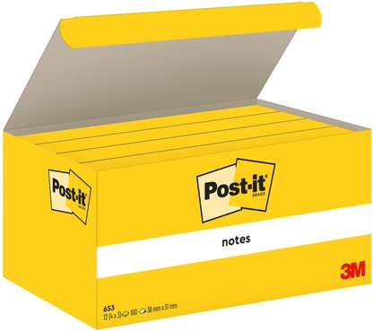 Post-it memoblokje 38x 51mm 653 geel pk/3-2