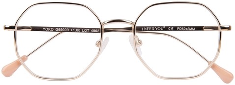 Leesbril I Need You Yoko +3.0 dpt goud