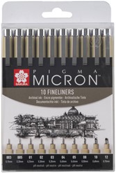 Sakura Pigma Micron Etui 10 fineliners Zwart 10 Stuk