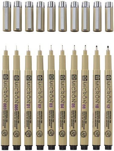 Sakura Pigma Micron Etui 10 fineliners Zwart 10 Stuk-3