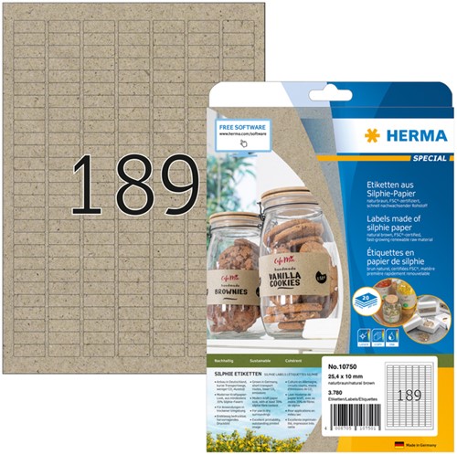 Etiket HERMA 10750 25.4x10mm 3780stuks silphie bruin