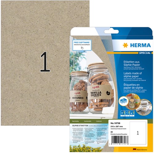 Etiket HERMA 10758 210x297mm 20stuks silphie bruin