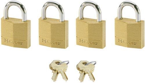 Hangslot MasterLock 4 gelijksluitend messing 20mm