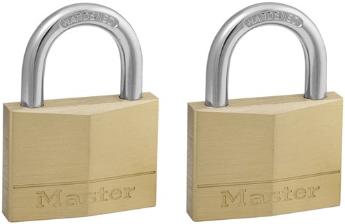 Hangslot MasterLock 2 gelijksluitend messing 50mm