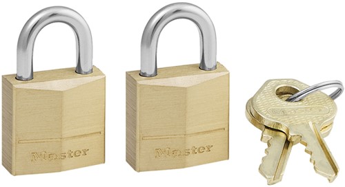 Hangslot MasterLock 2 gelijksluitend messing 20mm