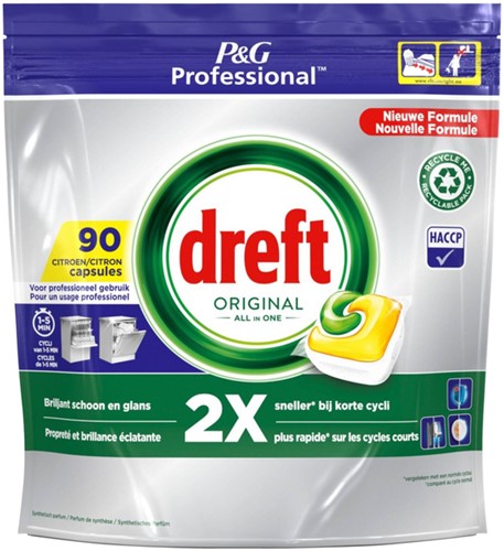 Vaatwastabletten Dreft All-in-1 professional lemon 90stuks