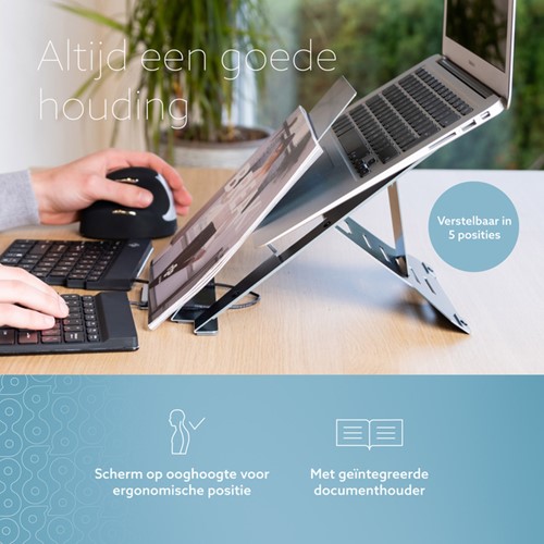 Laptopstandaard R-Go Riser Documenthouder-2