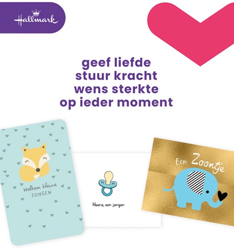 Wenskaart navulset Hallmark geboorte zoon pk/6 