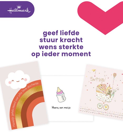 Wenskaart navulset Hallmark geboorte dochter pk/6 