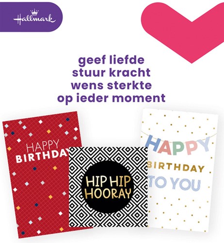 Wenskaart navulset Hallmark verjaardag Engels pk/6