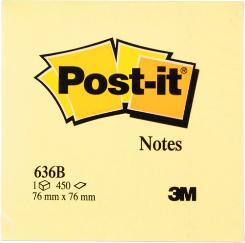 Post -it memoblokje 76x76mm 3M 636  kubus geel-2
