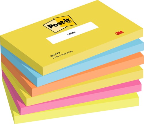 Post-it memoblokje  76x127mm 3M 655 Energetic Colours