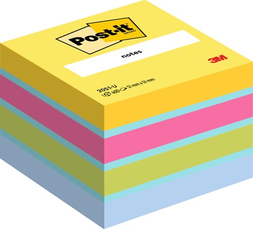 Post-it memoblokje 51x51mm 3M 2051 assorti 