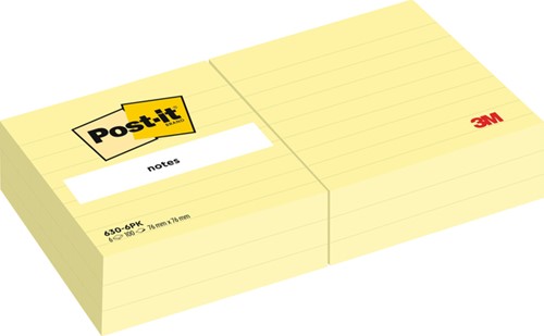 Post-it memoblokje  76x 76mm 3M 630 lijn geel
