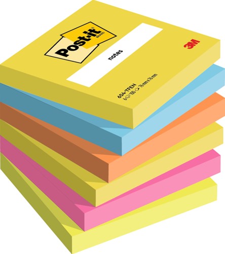 Post-it memoblokje  76x 76mm 3M 654 Energetic Colours