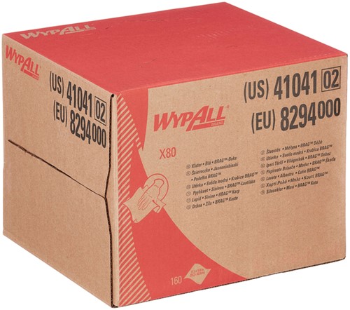 Poetsdoek KC WypAll X80 PowerClean 1-laags 28,2x42,70cm 160 vel draagdoos blauw 8294-2