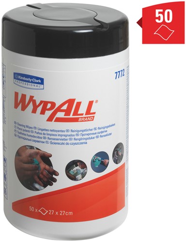 Reinigingsdoek KC WypAll geïmpregneerd 27x27cm 50vel per bus groen 7772-3