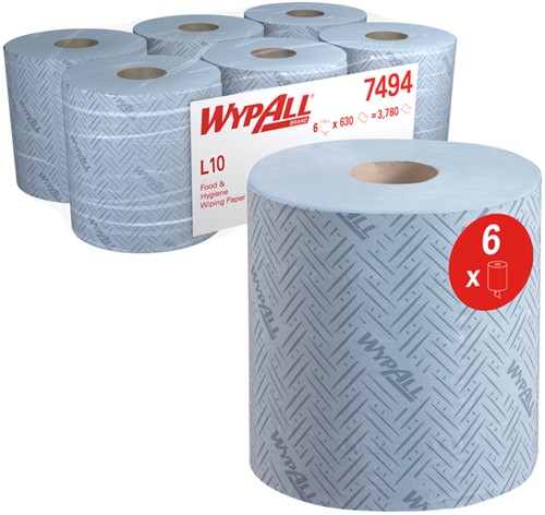 Poetsrol KC WypAll L10 1-laags 18,3cmx239m 630 vel blauw 7494