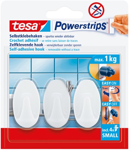 Klevende haak tesa 57533 Powerstrips small wit pak/3