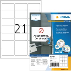 Etiket A4  63,5x 38,1mm Herma 10301 afneembaar ds/2100
