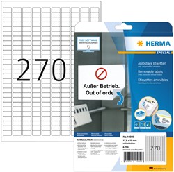 Etiket A4  17,8x 10mm Herma 10000 afneembaar ds/6750
