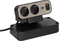 Stekkerdoos Brennenstuhl bureau Estilo 10vdig incl 1 USB C, 1 USB A, 2m zi/zw-1