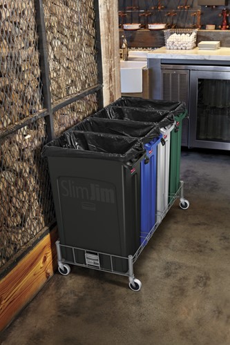 Afvalbak Rubbermaid Slim Jim Vented met luchtsleuven 60 liter blauw-3