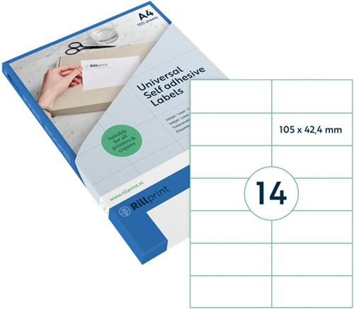 Etiket Rillprint 105x42.4mm mat transparant  350 stuks