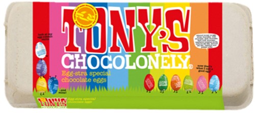 Chocolade Tony's Chocolonely paaseitjes doos mix groot 18 stuks