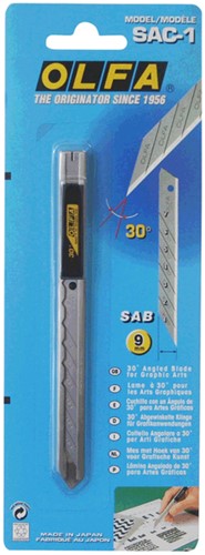 Snijmes Olfa SAC-1 9mm met metalen houder pk/1