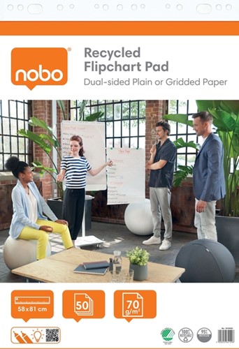 Flipoverpapier Nobo gerecycled 58x81cm dubbelzijdig plano 50vel
