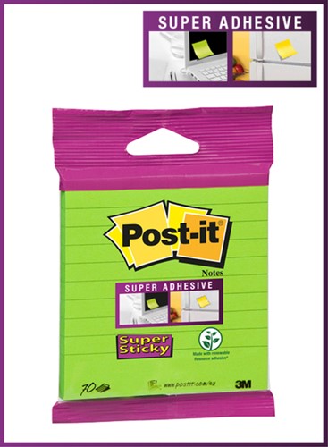 Post-it memoblokje 101mmx101mm XL-LL Super Sticky groen met lijn