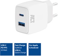 Oplader ACT 20w 2-poorts usb a+c wit-2