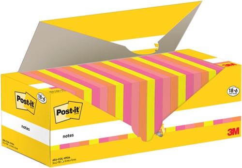 Post-it memoblokje  76x 76mm 3M 654-COL kleur ass voordeelpak-2