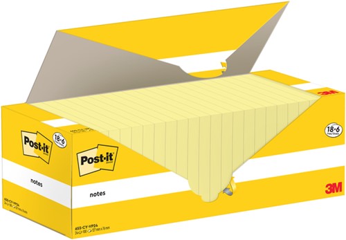 Post-it memoblokje  76x127mm 3M 655-CY geel voordeelpak-2