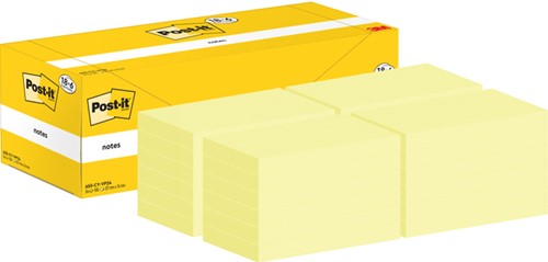 Post-it memoblokje  76x127mm 3M 655-CY geel voordeelpak-3