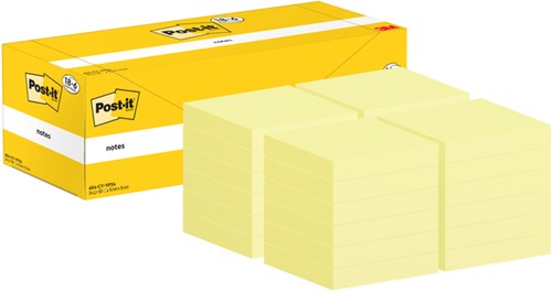 Post-it memoblokje  76x 76mm 3M 654-CY geel voordeelpak-3