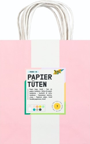 Tas met handvat Folia kraftpapier 110gr 18x21x8cm set à 7 kleuren