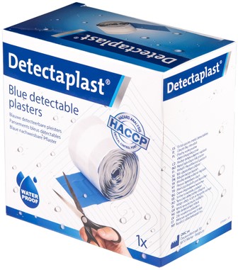 Waterafstotende blauwe pleister Detectaplast 6cmx5m rol