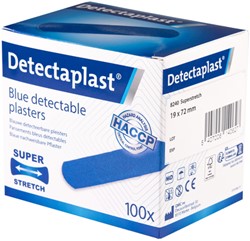 Elastische blauwe textielpleister Detectaplast 19x72mm ds/100