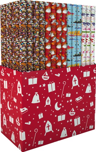Inpakpapier Sint 46.5x250cm assorti