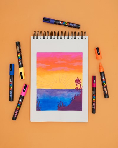 Paintmarker Uni POSCA PC8K breed schuin fluor rood-3