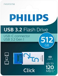 USB stick 3.2 Philips Click USB-C 512GB blauw